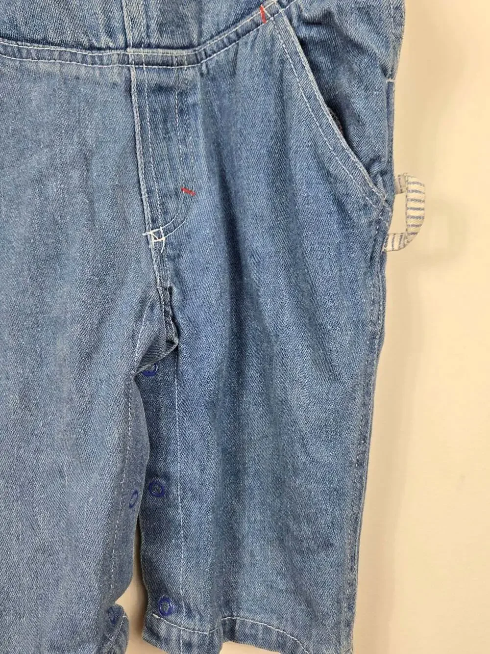 Vintage 90s Denim Overalls 12M Colorful Paint Tool And Brushes Embroidery Baggy